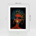 Plakat w ramie 30x40 - Kolorowe Wibracje Rzeczywistości - abstrakcyjny portret kobiety, twarz - rama biała