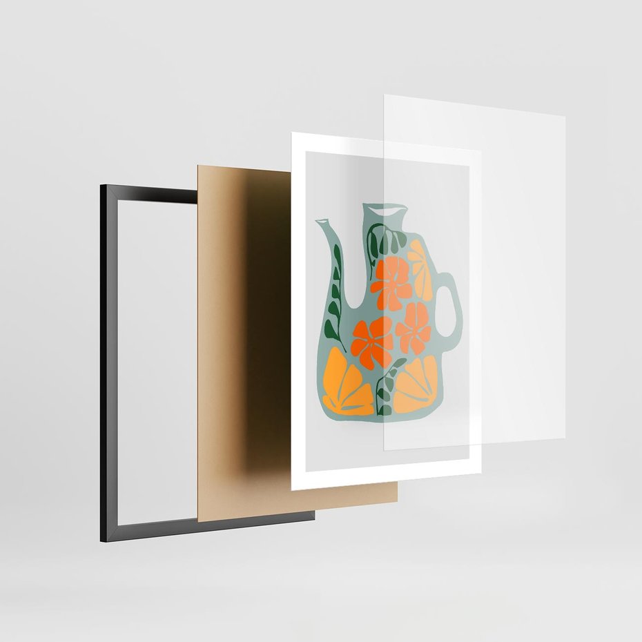 Plakat w ramie 50x70 - Kolorystyczna Ekspresja - czajnik, abstrakcja - rama czarna