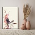 Obraz w ramie 50x70 - Szept Japonii - japońska sztuka, ptak - rama czarna