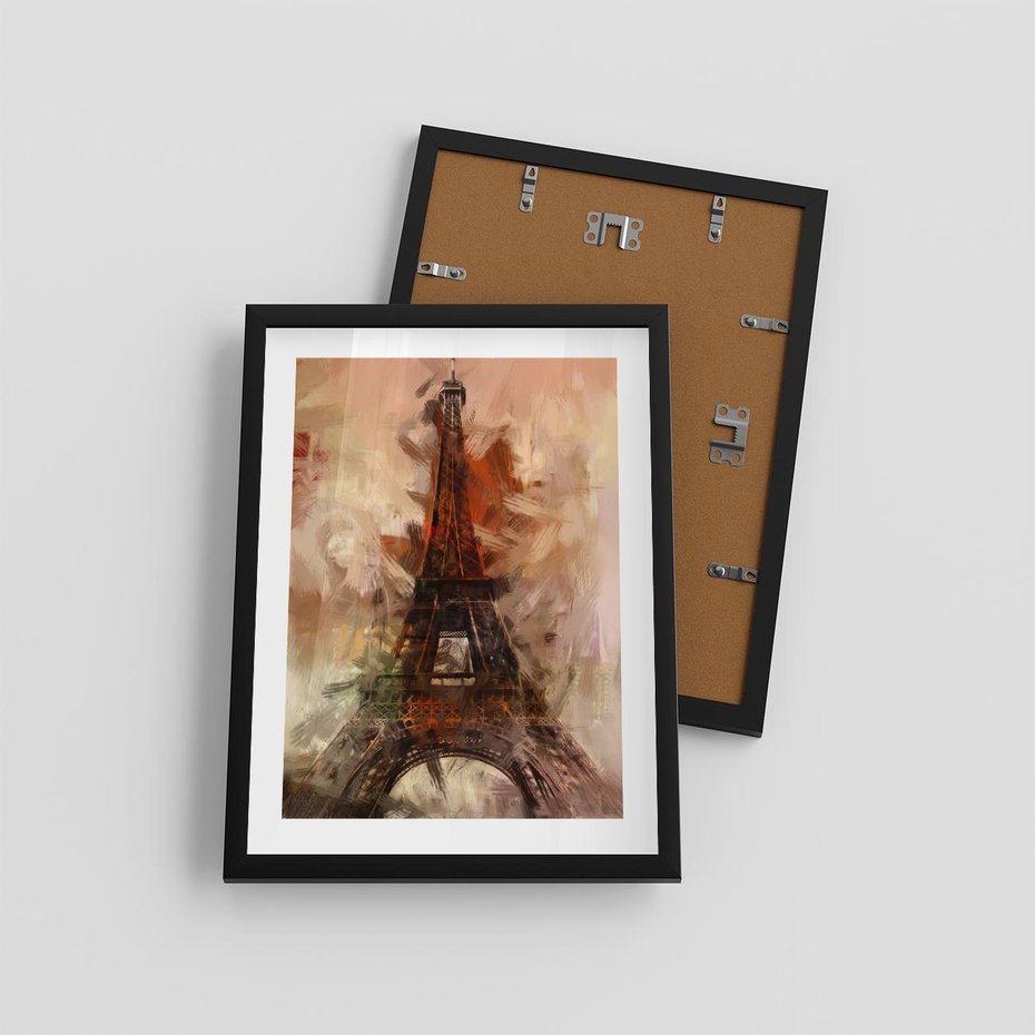Plakat w ramie 30x40 - Abstrakcyjna Eiffla - miasto w nowej formie - Eiffla, abstrakcja - rama czarna