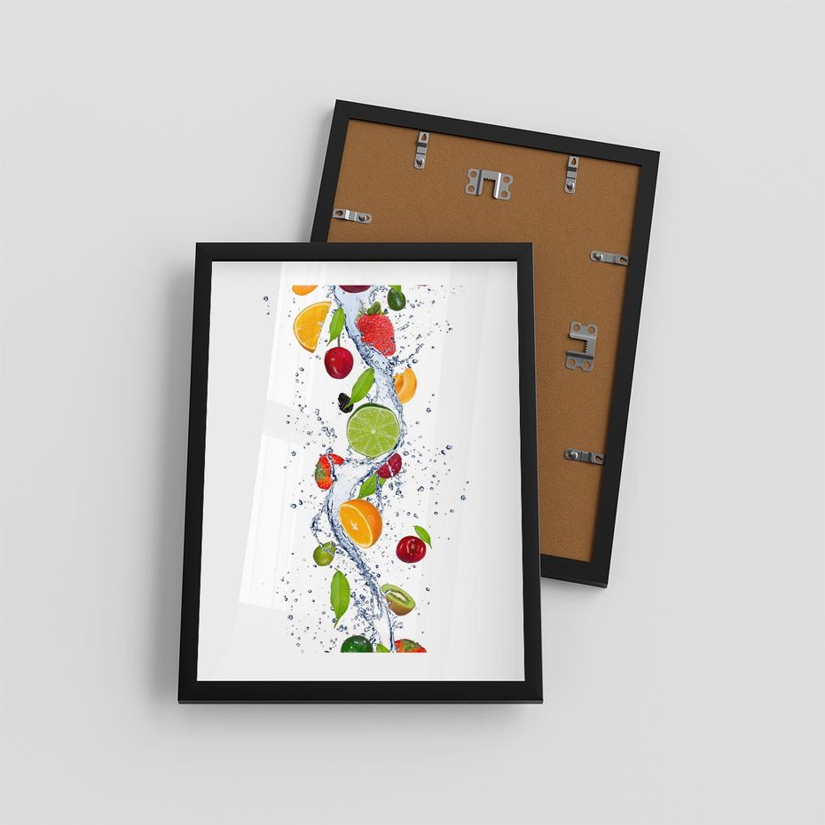 Plakat w ramie 30x40 - Kulinarne Inspiracje - owoce, woda - rama czarna