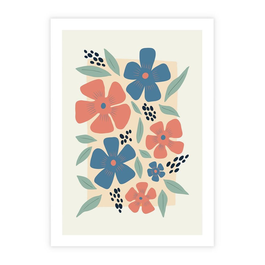 Plakat bez ramy 21x30 - Kolorowe liście tęsknot - minimalistyczny plakat, grafika