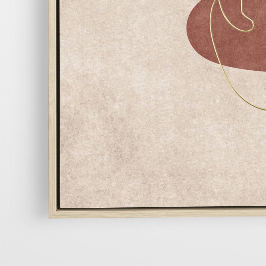 Obraz w ramie 100x70 - Akwarelowa Magia Liści - grafika, styl mid century - rama drewno