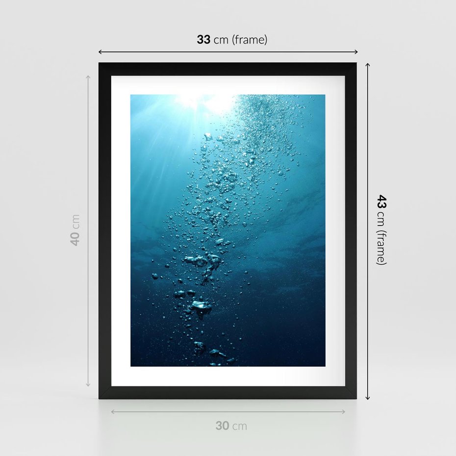Plakat w ramie 30x40 - Gra Bąbelków - woda, bąbelki - rama czarna