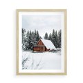 Plakat w ramie 50x70 - Ujęcie zimy w Górach - domek w górach w zimie, śnieg - rama drewno