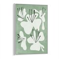 Obraz w ramie 80x120 - Rozkwitające Ukojenie - zgaszona zieleń, kwiaty - rama biała