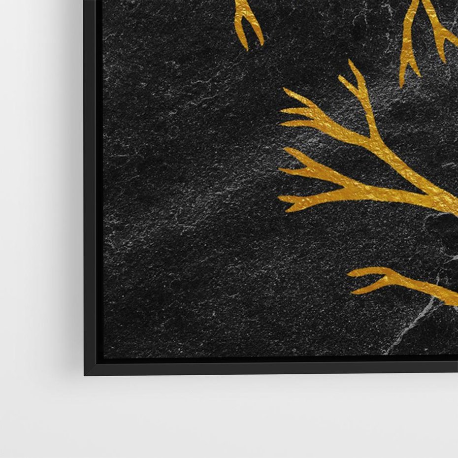 Obraz w ramie 100x70 - Marmurowe Drzewa Snu - złote gałęzie, drzewa - rama czarna