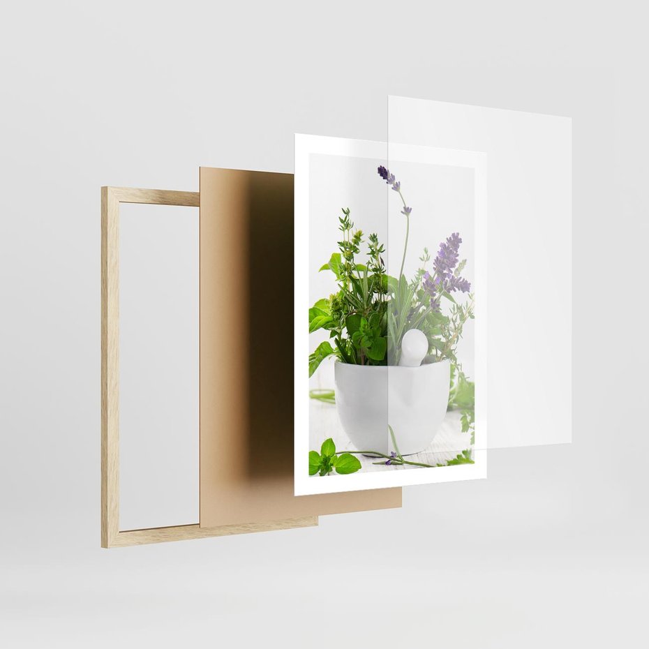 Plakat w ramie 50x70 - Kwiaty i zioła w restauracji - kwiaty, zioła - rama drewno