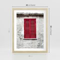 Plakat w ramie 40x50 - Okno z Czerwonymi Okiennicami - stare okno, kamienica - rama drewno