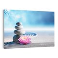 Obraz na płótnie 100x70 - Spokój Kamieni i Kwiatów w SPA - kamienie, piasek