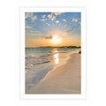 Plakat bez ramy 21x30 - Zachód słońca na plaży - plaża, zachód