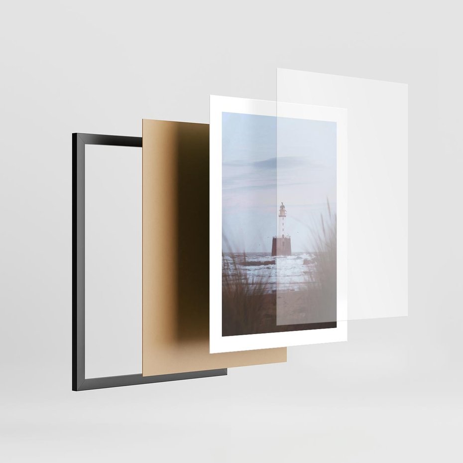 Plakat w ramie 30x40 - Magiczna Aura - latarnia, mgła - rama czarna