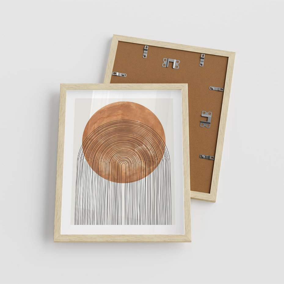 Plakat w ramie 40x50 - Złote Akcenty - nowoczesna sztuka, modern - rama drewno