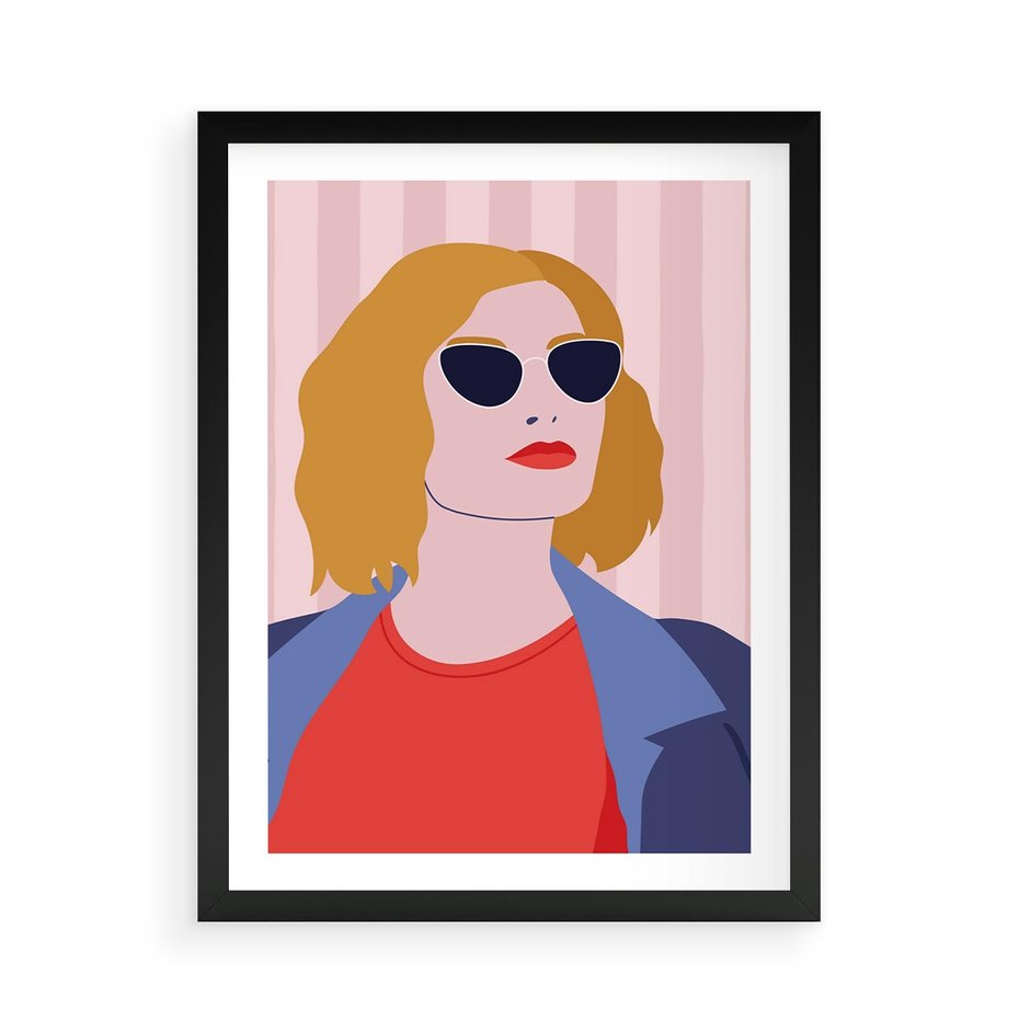Plakat w ramie 50x70 - Kobieca Ekspresja - nowoczesny plakat, styl retro - rama czarna
