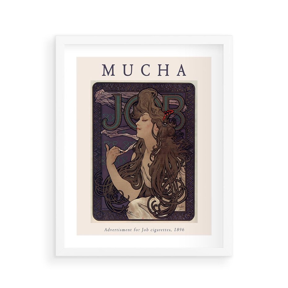 Plakat w ramie 40x50 - Reprodukcja A.Mucha - Mucha, plakat z reprodukcją - rama biała