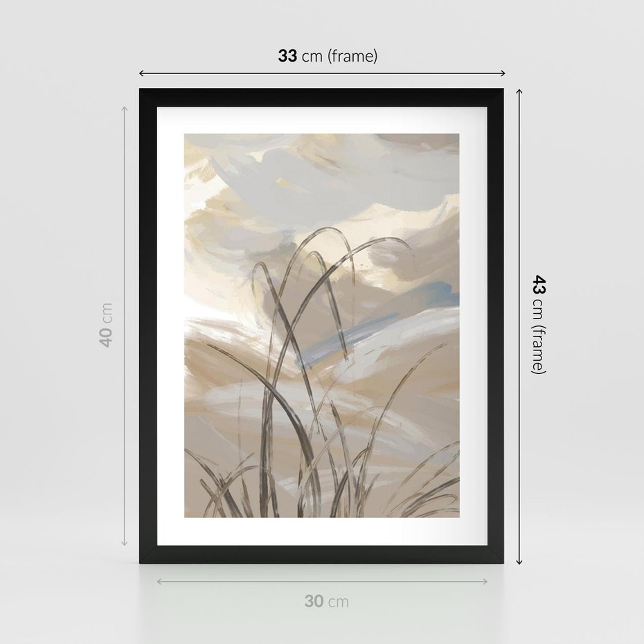 Plakat w ramie 30x40 - Nowoczesne Odbicia - akwarela, obraz - rama czarna