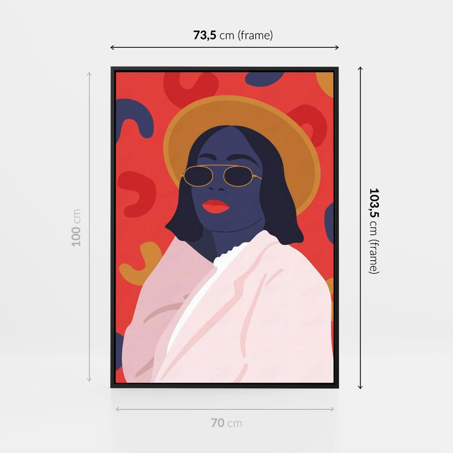 Obraz w ramie 70x100 - Kobieca Przenikliwość - nowoczesny plakat, styl retro - rama czarna