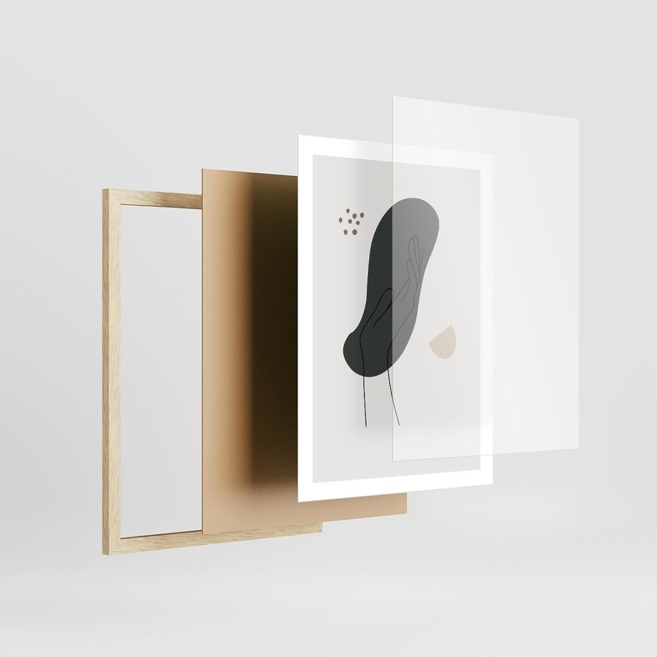 Plakat w ramie 50x70 - Tajemnicze Impulsy - szkic jedną linią, one lone - rama drewno