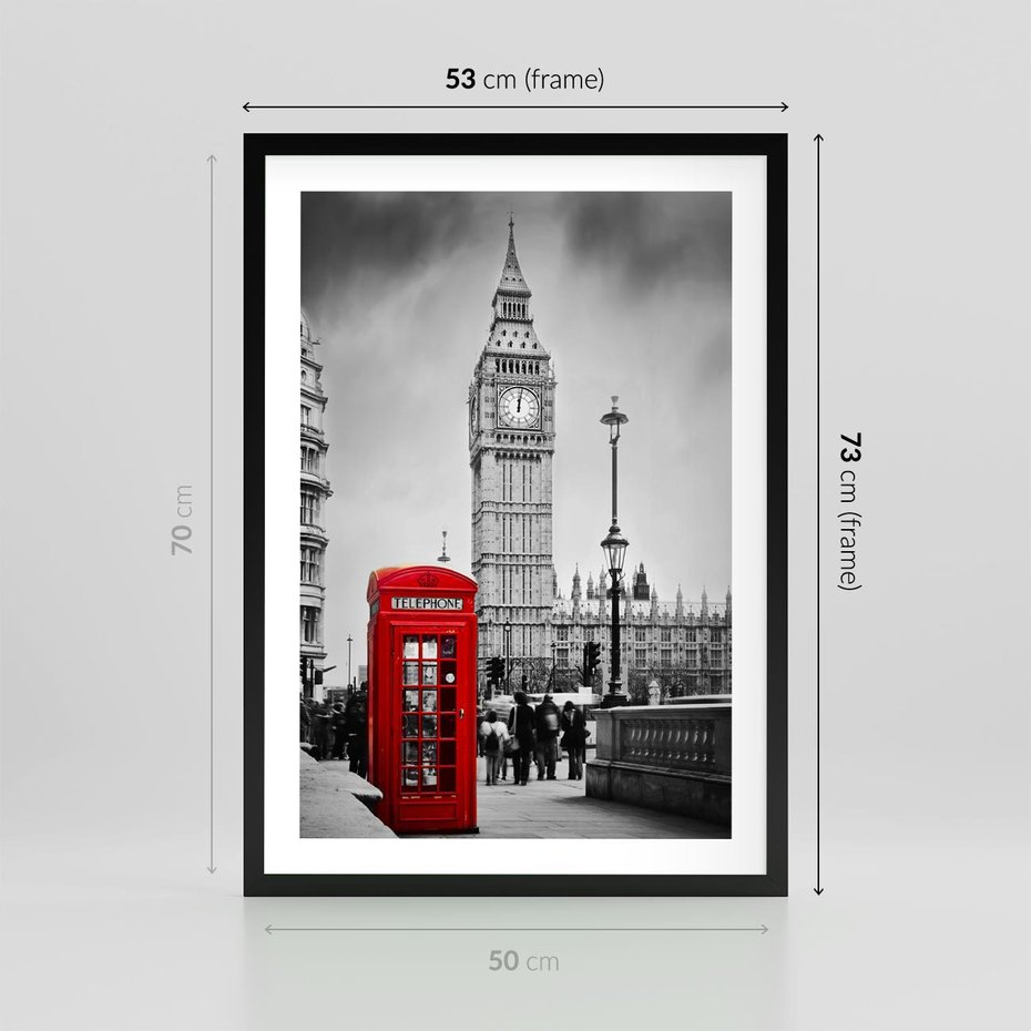 Plakat w ramie 50x70 - Ikoniczny Big Ben w Londynie - Big Ben, Londyn - rama czarna
