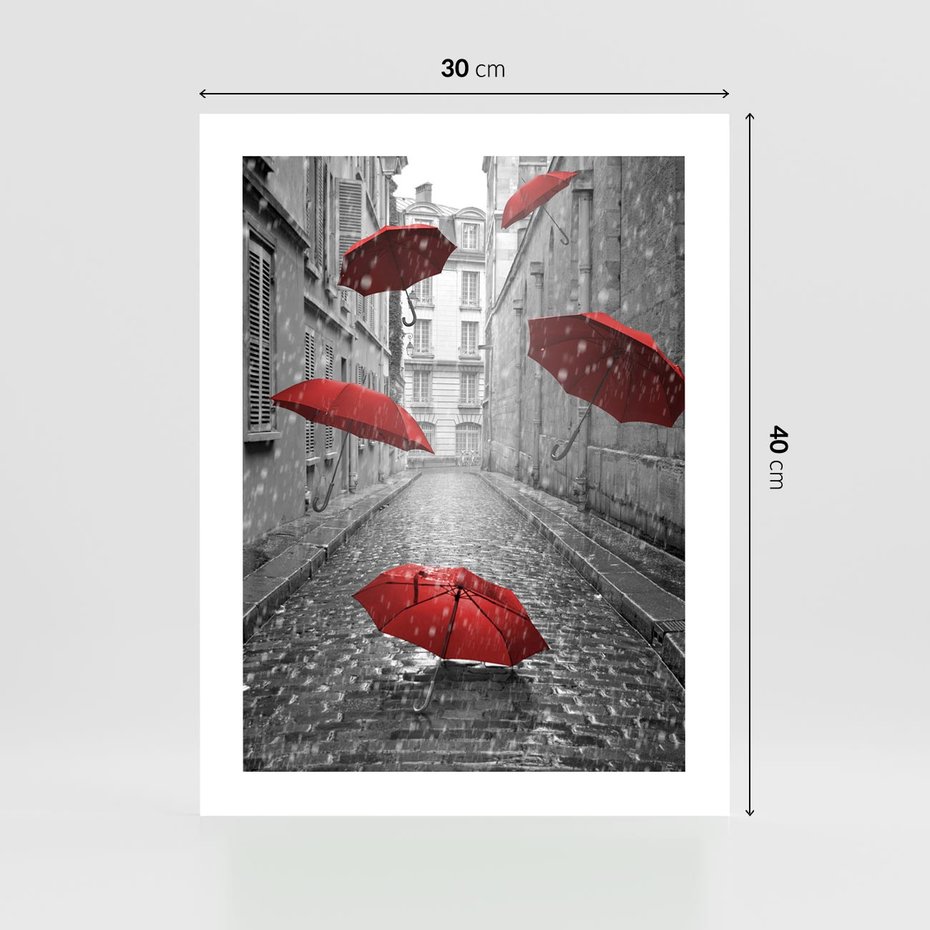 Plakat bez ramy 30x40 - Parasole w malowniczej uliczce - parasole, uliczka