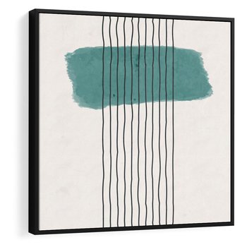 Obraz w ramie 50x50 - Bezczasowe Wspomnienia - abstrakcyjna akwarelowa plama, nieregularne kreski - rama czarna