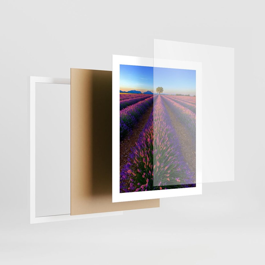 Plakat w ramie 40x50 - Fioletowa Magia - pole, lawendy - rama biała