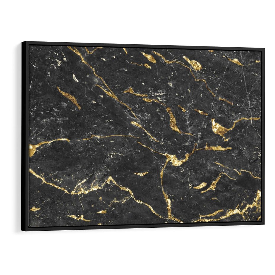 Obraz w ramie 100x70 - Egzotyczny Blask - marmur, złoto - rama czarna