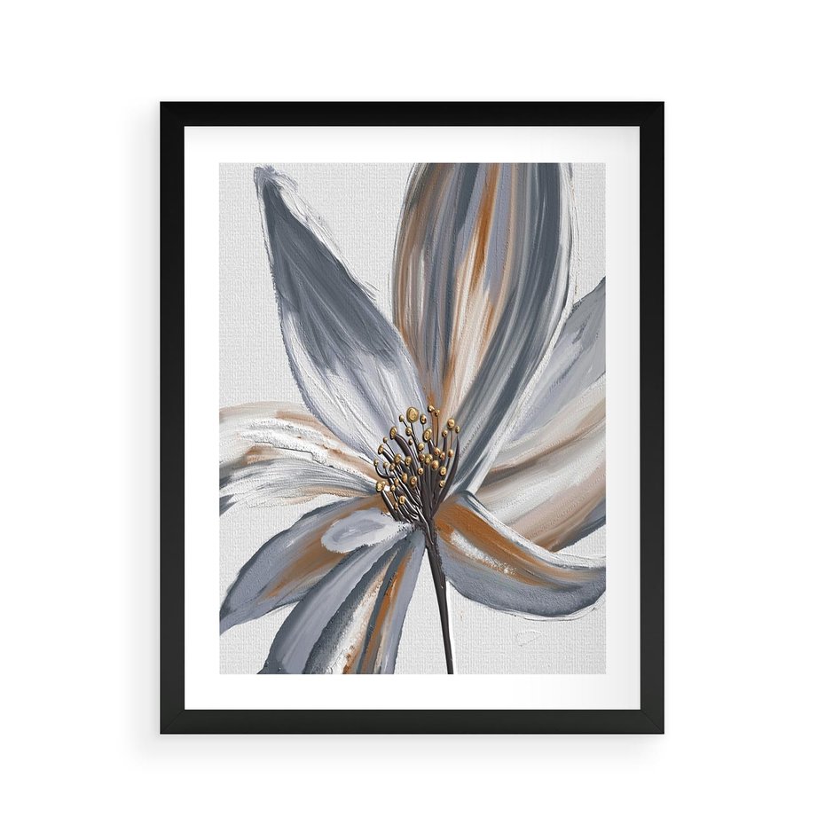 Plakat w ramie 40x50 - Olejne kwiaty - wyraz emocji - kwiaty, malowane - rama czarna