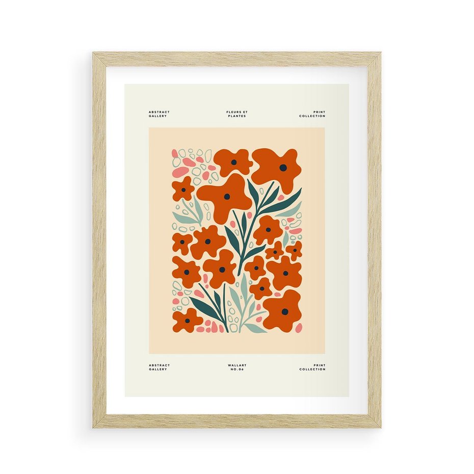 Plakat w ramie 50x70 - Refleksje Kolorowych Tajemnic - kwiaty, kompozycja - rama drewno