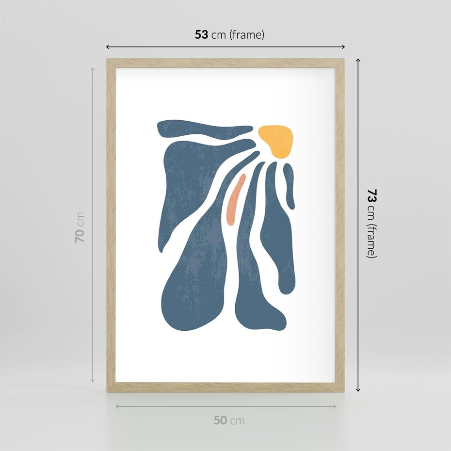 Plakat w ramie 50x70 - Melodia Kolorowych Płatków - nowoczesna kwiatowa grafika, styl retro - rama drewno