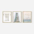 Zestaw obrazy w ramie 50x70 galeria - Turkus, Grecja, schody, okiennice - rama drewno
