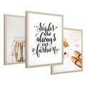 Zestaw obrazy w ramie 50x70 galeria - Moda, fashion, uśmiech, napis - rama drewno