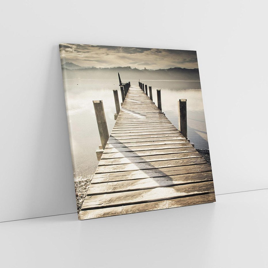 Obraz na płótnie 30x30 - Idylliczny pomost nad jeziorem - pomost, jezioro
