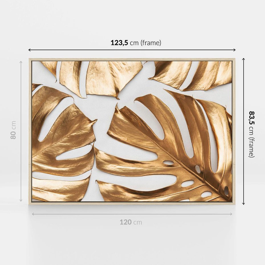 Obraz w ramie 120x80 - Siła Natury - złote, liście - rama drewno