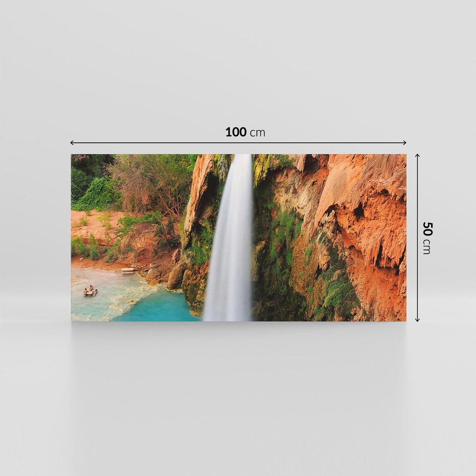 Obraz na płótnie 100x50 - Wodospad wśród majestatycznych gór - wodospad, górski