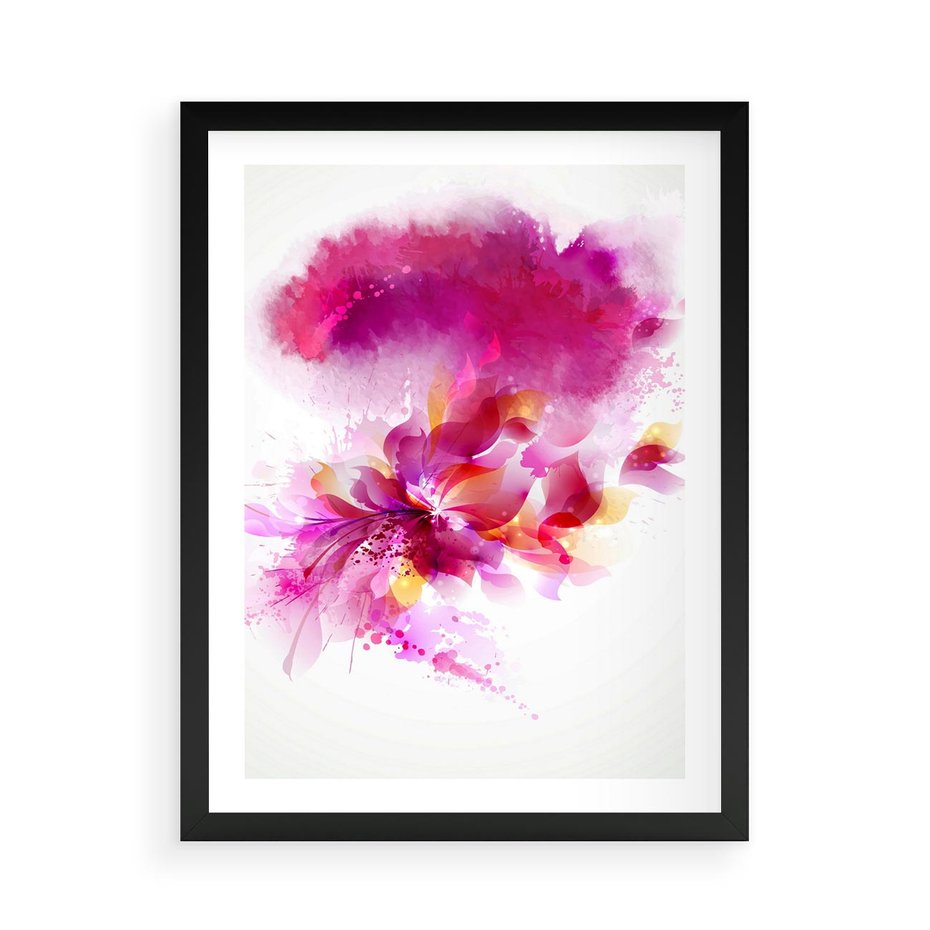 Plakat w ramie 50x70 - Kwiaty abstrakcji - abstrakcja, kwiaty - rama czarna