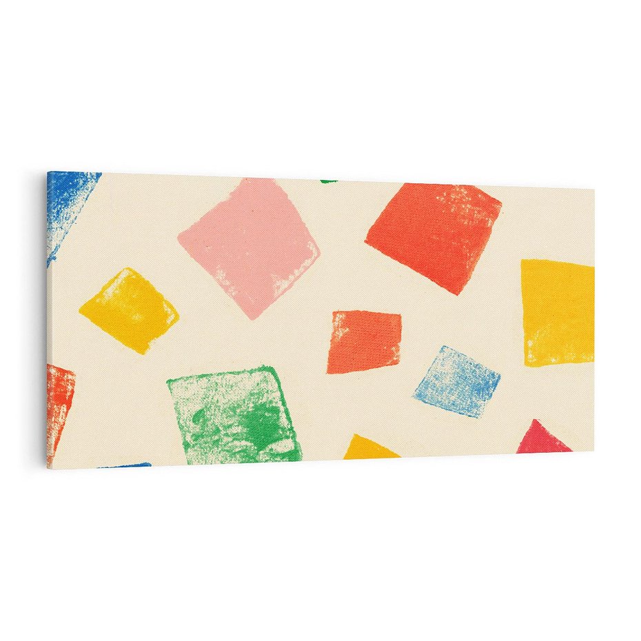 Obraz na płótnie 100x50 - Tęczowe Rytmy - kolorowe tęczowe kwadraty, wesoły kolaż