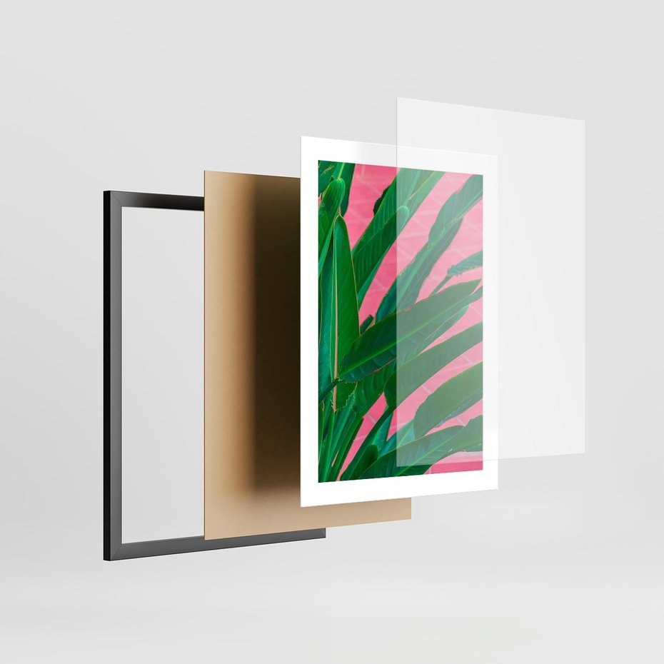 Plakat w ramie 30x40 - Odezwij się do przeszłości - liście, retro - rama czarna