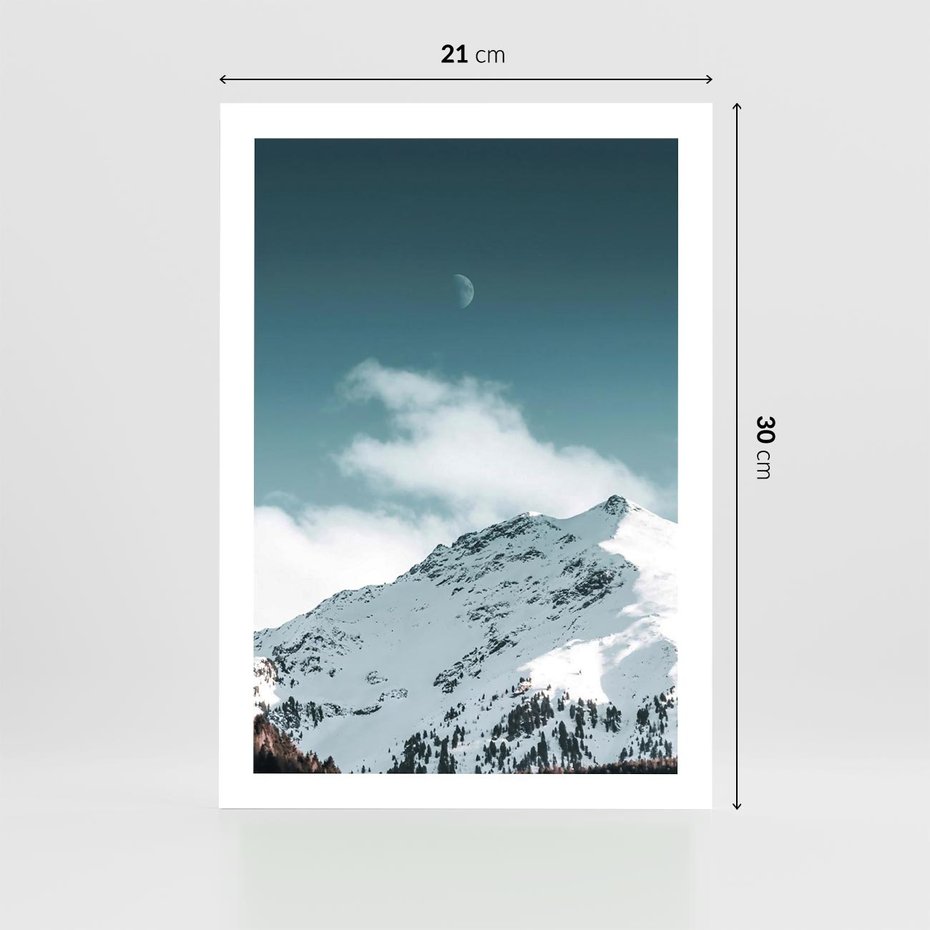 Plakat bez ramy 21x30 - Nocna Magia w Górach - fotografia, śnieg