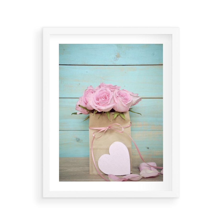 Plakat w ramie 40x50 - Uczucie W Pełnym Rozkwicie - kwiaty, romantyczne - rama biała