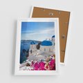 Plakat w ramie 50x70 - Perspektywa na Santorini - Santorini, perspektywa - rama biała