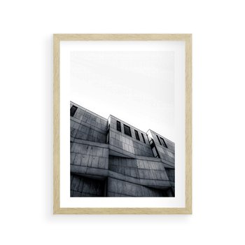 Plakat w ramie 40x50 - Surowa Elegancja Architektury - architektura, surowe formy - rama drewno