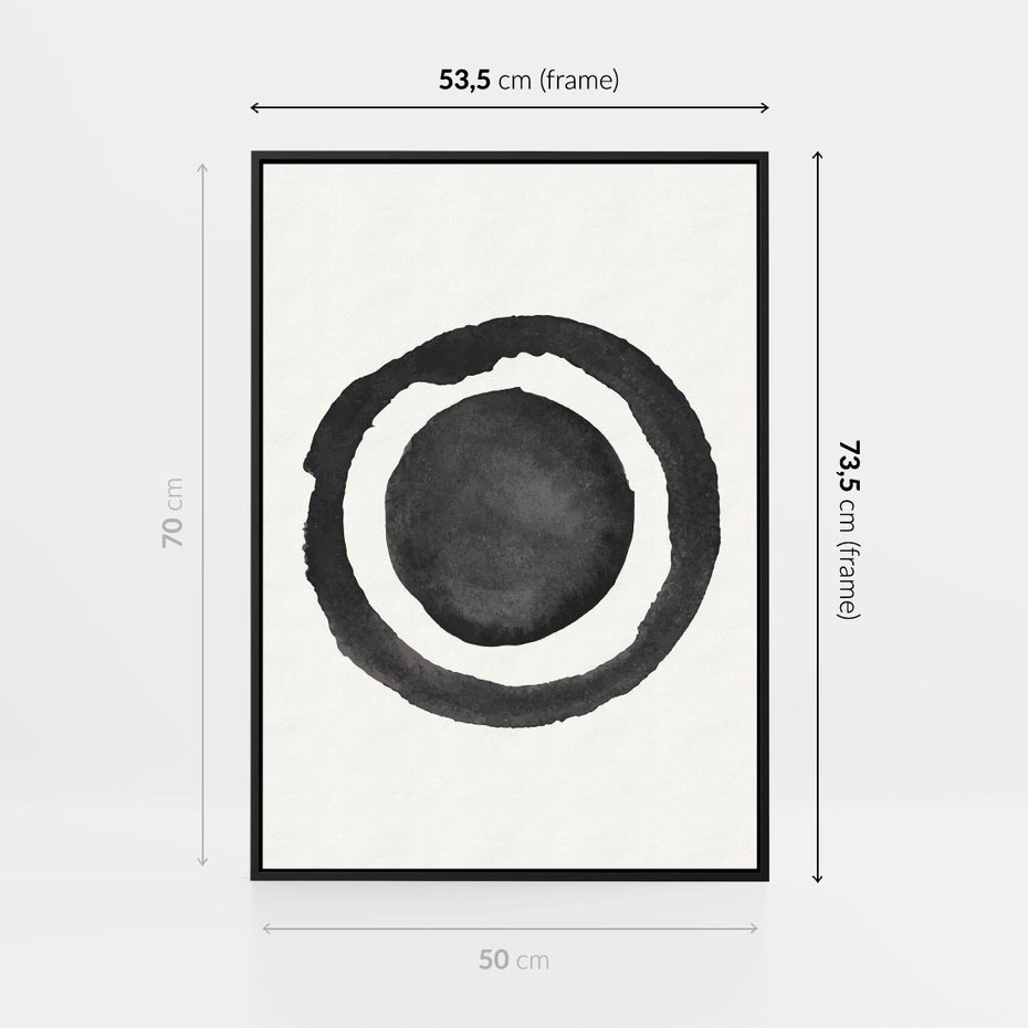 Obraz w ramie 50x70 - Bezgraniczne Widoki - abstrakcyjne plamy okręgi, akwarelowe - rama czarna