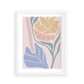 Plakat w ramie 40x50 - Kwiatowe Granice Kształtów - nowoczesny plakat, kwiaty w pastelowych kolorach - rama biała