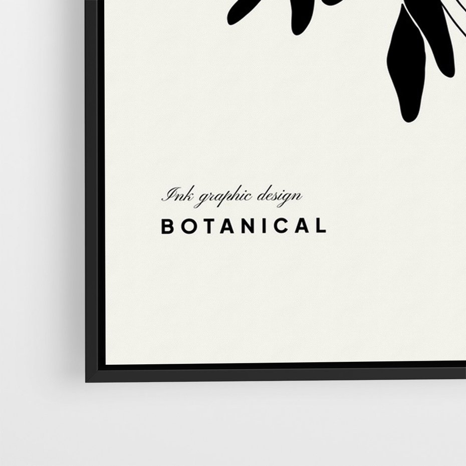 Obraz w ramie 70x100 - Szept kwiatowej wyobraźni - czarno biała grafika, roślinność - rama czarna