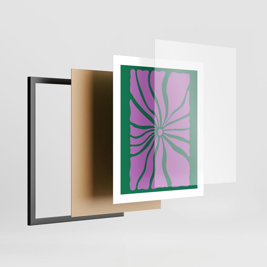 Plakat w ramie 40x50 - Bezczasowe Impresje - abstrakcyjny plakat, boho styl - rama czarna