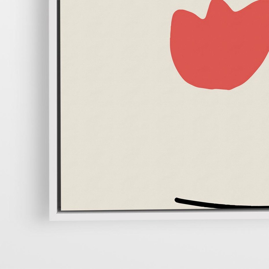 Obraz w ramie 80x80 - Taniec Przenikających Plam - abstrakcyjny obraz, przypomina twarz - rama biała