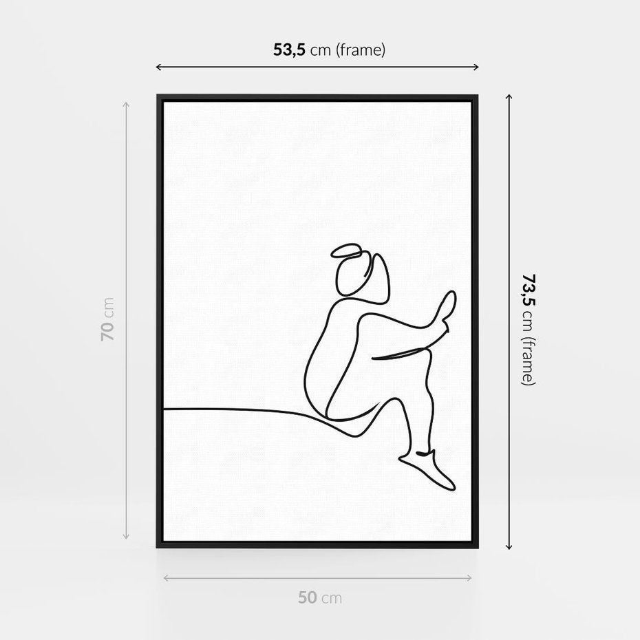 Obraz w ramie 50x70 - Linie Wewnętrznej Refleksji - line art, szkic - rama czarna