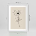 Plakat w ramie 50x70 - Przenikający Dialog - szkic kwiatu, mnimalistyczny szkic - rama biała