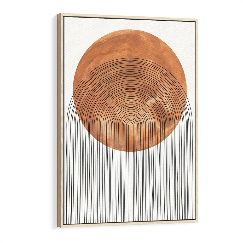 Obraz w ramie 70x100 - Konturem Kształtowane - koło, boho styl - rama drewno